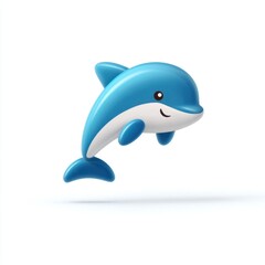 Fototapeta premium Playful 3D Dolphin Icon in a Joyful Leaping Pose with a Cheerful Smile