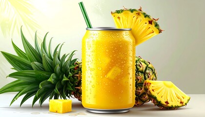 Refreshing Pineapple Drink in Can