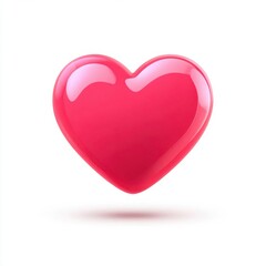 Shiny Pink Heart Icon Floating in 3D Style Against Simple Background