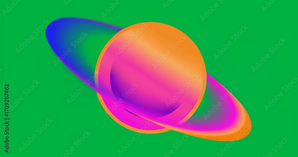 Aufkleber at start gradient planet with ring rotating clockwise for cosmic orbit on transparent background