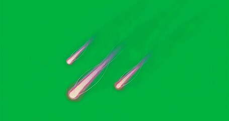 On start three comets streaming down-left growing magenta showing energy on transparent background - Powered by Adobe