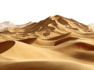 Golden sand dunes under a dark sky desert landscape, Isolated, Png Transparent Background