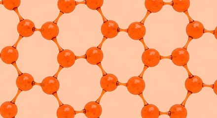 Orange Hexagonal Molecular Structure.