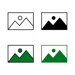 Gallery Icon . in stroke, black and colored vectors collection isolated on white background.