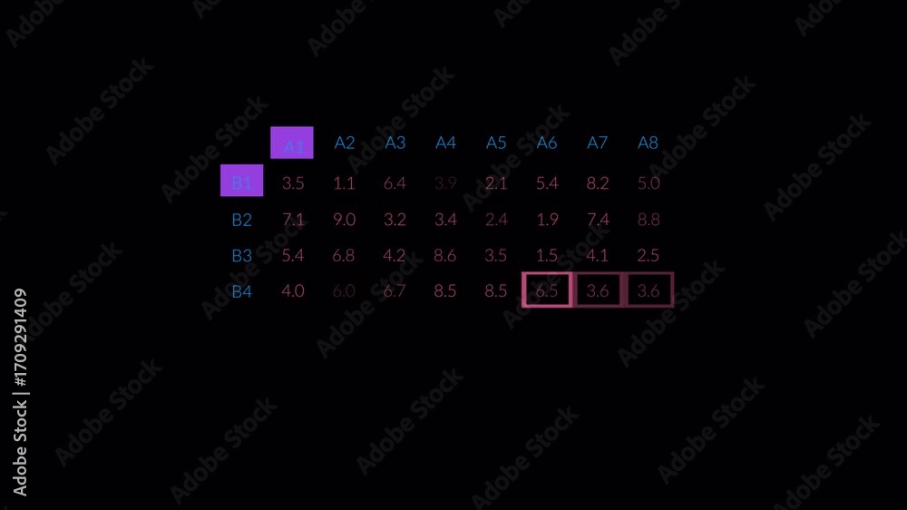 Poster purple keypad lights sequence on dark background.