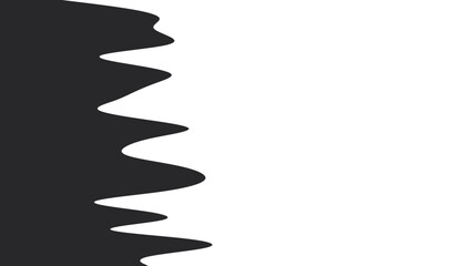 Abstract black wavy edge on a clean white background, creating a stark contrast. Ideal for graphic design, modern presentations, or minimalist branding.