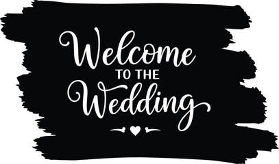 Elegant welcome to the wedding calligraphy design with a brushstroke on transparent background