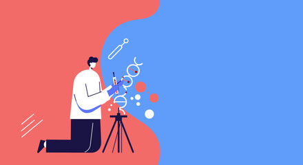 Dedicated scientist researching DNA and molecular structures in a modern lab. Ideal for healthcare, biotechnology, and scientific discovery concepts.