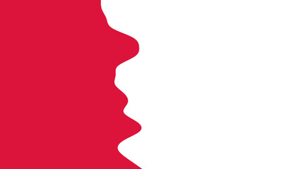 Abstract red wavy shape resembling a subtle human profile on a clean white background. Ideal for graphic design, modern art, or minimalist presentations.