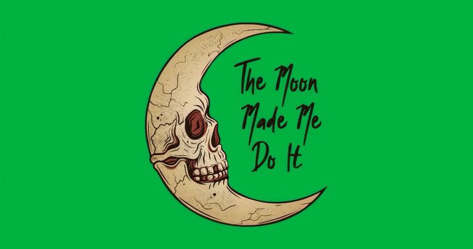 On playback skull moon staying static on transparent background while pixels shifting adding motion