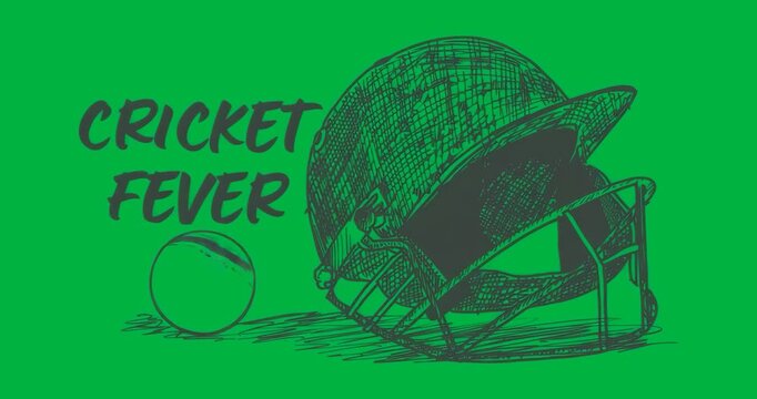 Frame shift starting ball seam rotating as neon glow pulsing helmet text emphasizing cricket fever