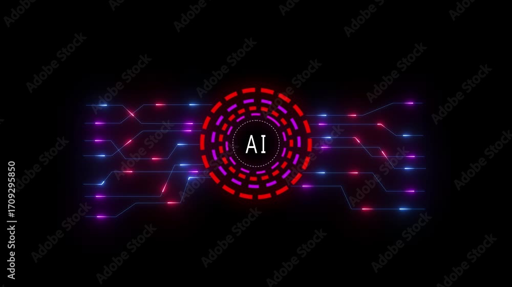 Fototapete technology intelligence icon symbol of generative button icon outline and collection crate star magi