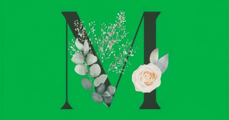 Mosaic shifting under black serif M causing rose brightening and floral contrast on clear canvas - Powered by Adobe