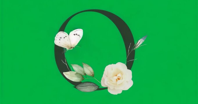 Perched butterfly opening wings lifting from floral ring then fluttering around for decoration