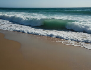 Obraz premium Ocean waves on the beach as a background. Beautiful natural scene. Waves on the beach.