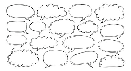 Versatile collection of hand-drawn speech bubbles for creative projects and visual communication needs today