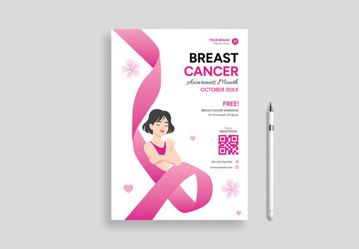 Modern And Colourful Breast Cancer Awareness Flyer Template