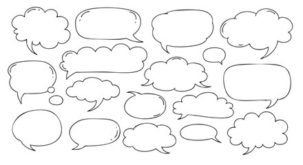 Doodle speech bubbles for creative projects, presentations, and social media engagement, perfect for fun designs