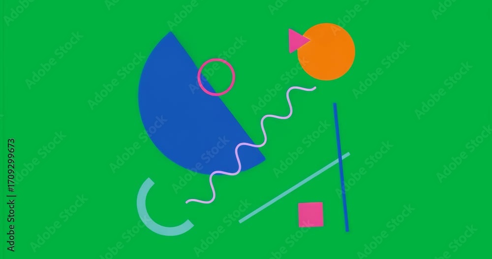 Poster neon shapes pulsing noise halos and glowing magenta ring animating abstract layout on clear canvas