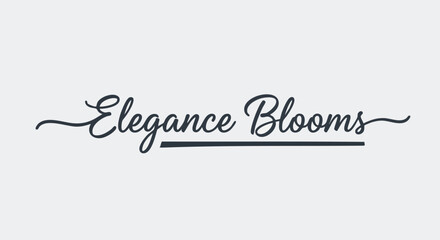Elegant script logo "Elegance Blooms" for branding and design projects, conveying sophistication.