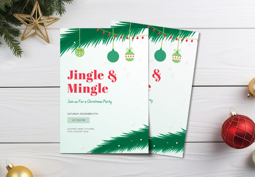 Jingle And Mingle Christmas Party Invitation Card Layout