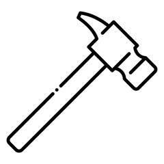 Hammer Outline Icon for Construction and Repair