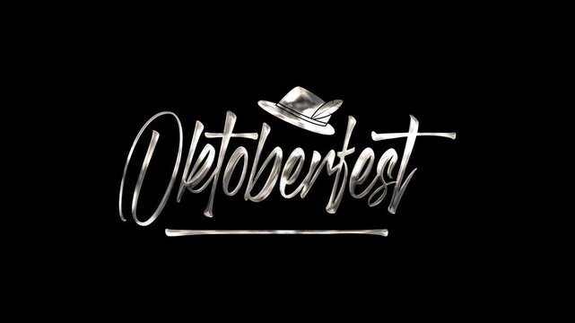Oktoberfest themed design featuring text and a hat with a black background. Ideal for beer festival promotions and german event graphics.