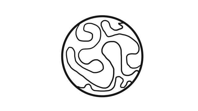 Within the circle, the lines change, forming sinuous shapes.