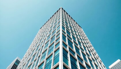 Modern building facade urban setting architectural photography clear sky low angle contemporary design
