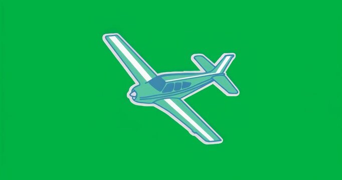 Stylized propeller airplane banking on wing tilt for steady right turn over transparent background