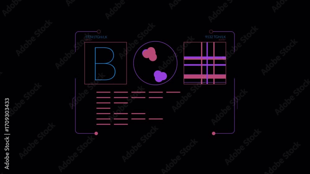 Poster futuristic interface display with data and graphics.