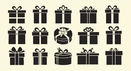 Elegant black gift boxes with bows create a festive, joyful atmosphere for any celebration