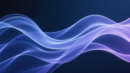 Soft Glowing Blue and Lavender Abstract Ribbon Waves with Smooth Gradient Flow on Elegant Dark Background