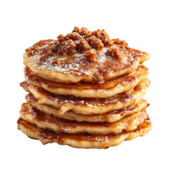 Streusel cinnamon apple pancakes stack isolated on transparent White background png