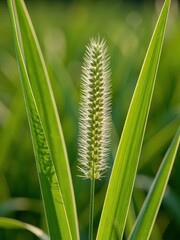 Obraz premium Close-up view of grass spike natural habitat botanical photography lush green environment