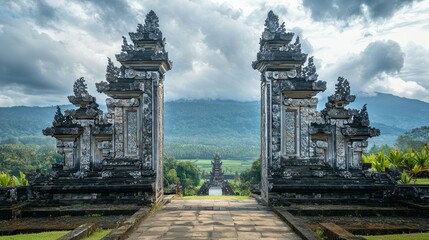 Temple gates at Lempuyang Luhur temple in Bali, Indonesia.