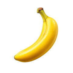 Single ripe banana,  yellow,  smooth skin,  curving,  isolated against black