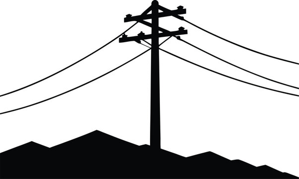 telephone wire pole silhouette vector illustration