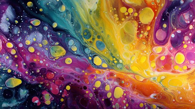 Chromatic Cascade: A Vibrant Diagonal Flow of Luminous Cellular Paint