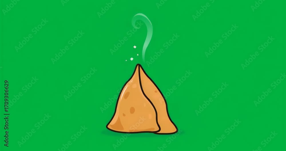 Poster orange triangle glowing emitting vapor curling into question mark visualizing idea fading clear bg