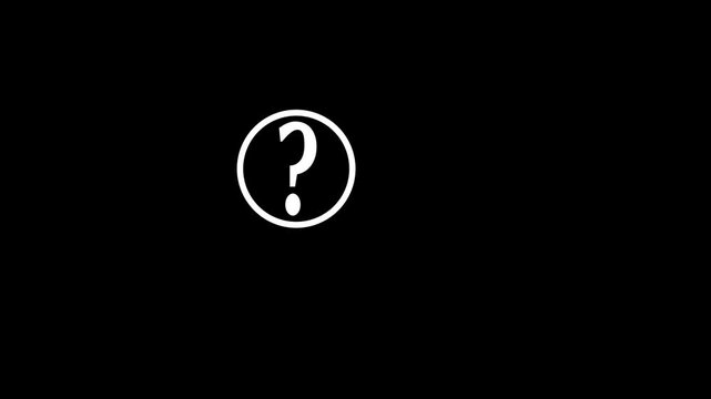 This 2D animated large question mark features smooth motion on a transparent background with alpha channel. Perfect for explainer videos