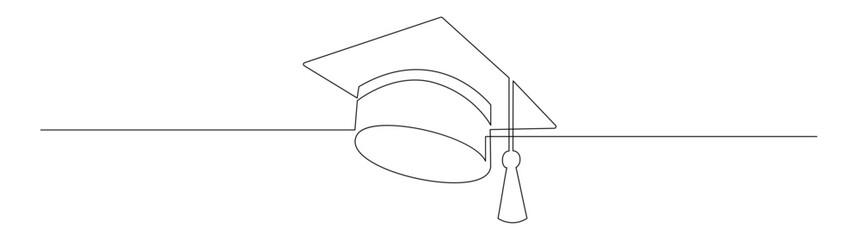 Continuous Line Drawing of Graduation Cap