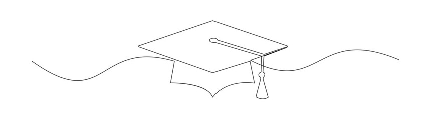 Graduation Hat Line Art Vector Illustration