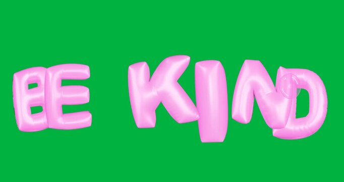 Wobbling, rotating pink 3D letters spelling EE KIND, pulsing sparkles branding in transparent void