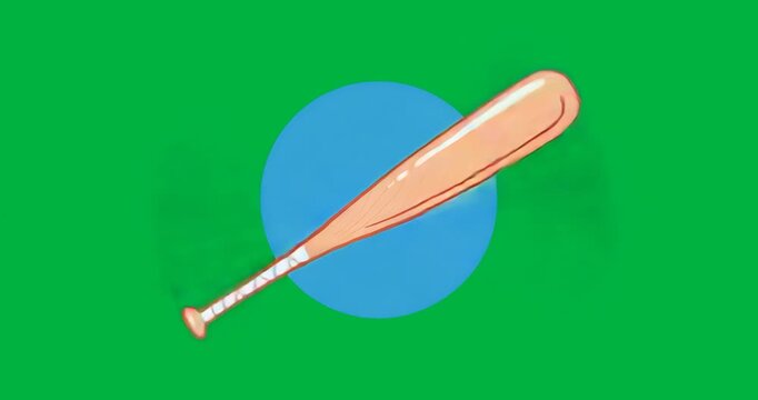 After pause wooden bat tilting, oscillating before orb with aura on alpha transparency for looping