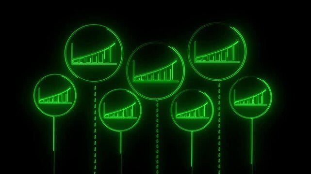 galling Animation of a business info graphics with rising arrow and bar. colorful background.