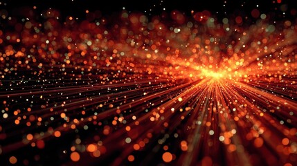 Colorful Abstract Background of Explosive Particles and Light Rays