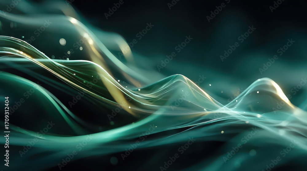 Canvas Prints abstract background of calm flowing energy waves in green tones
