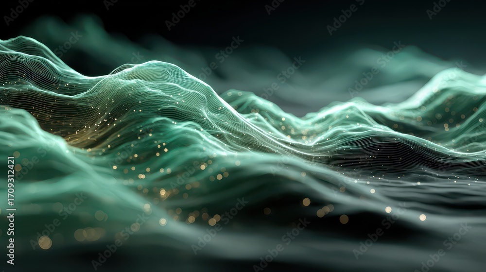 Canvas Prints abstract calm energy waves flowing in soft turquoise and gray tones