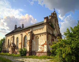 Fototapeta premium Desolate Church of Ages Under Azure Skies